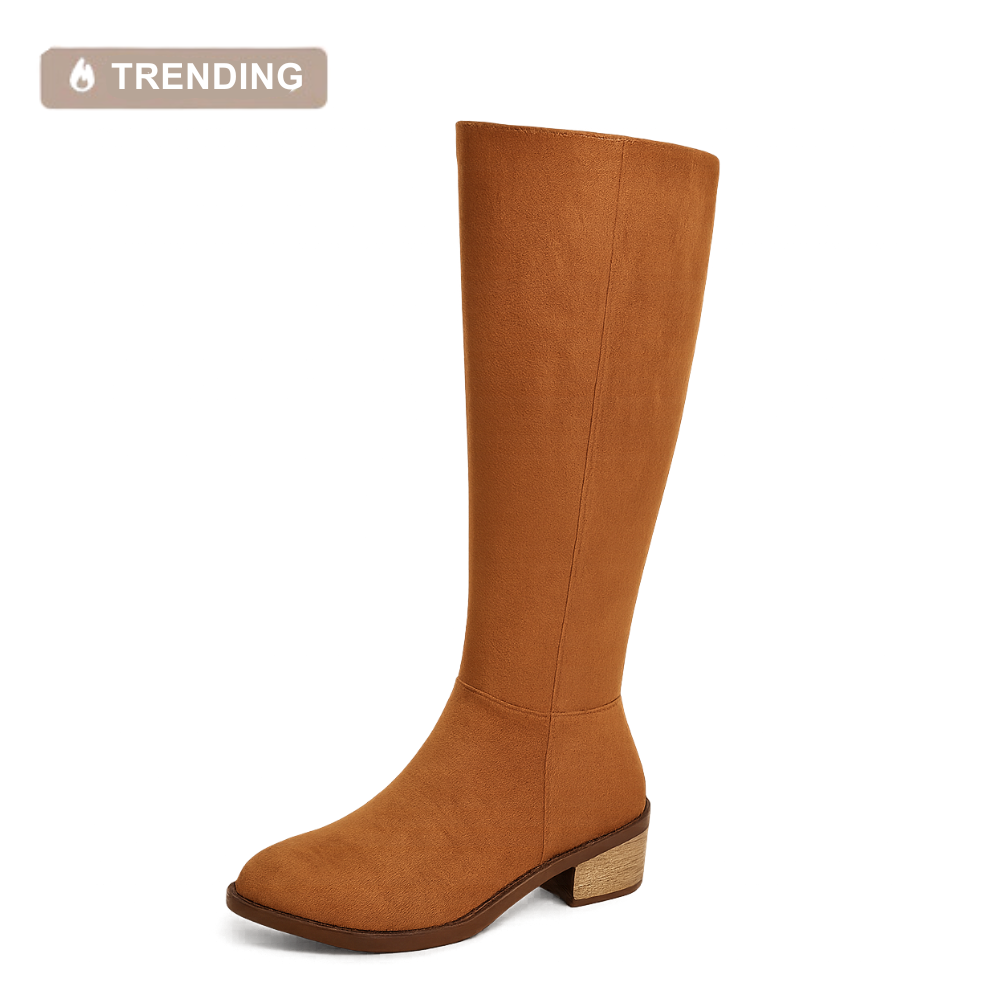 Knee High Suede Boots – Wide Calf Fit