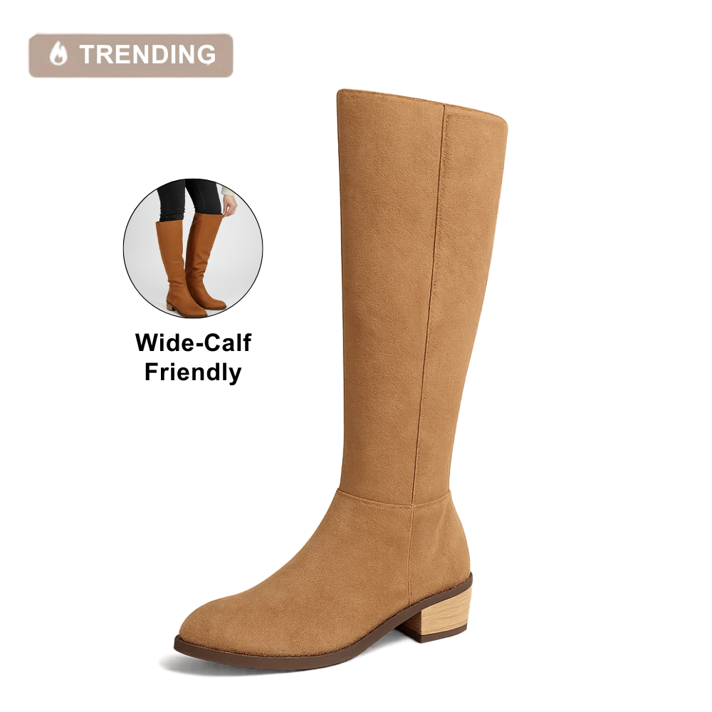 Knee High Suede Boots – Wide Calf Fit
