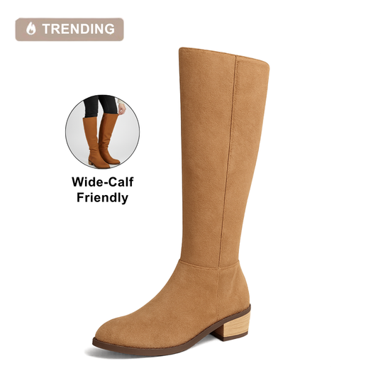 Knee High Suede Boots – Wide Calf Fit